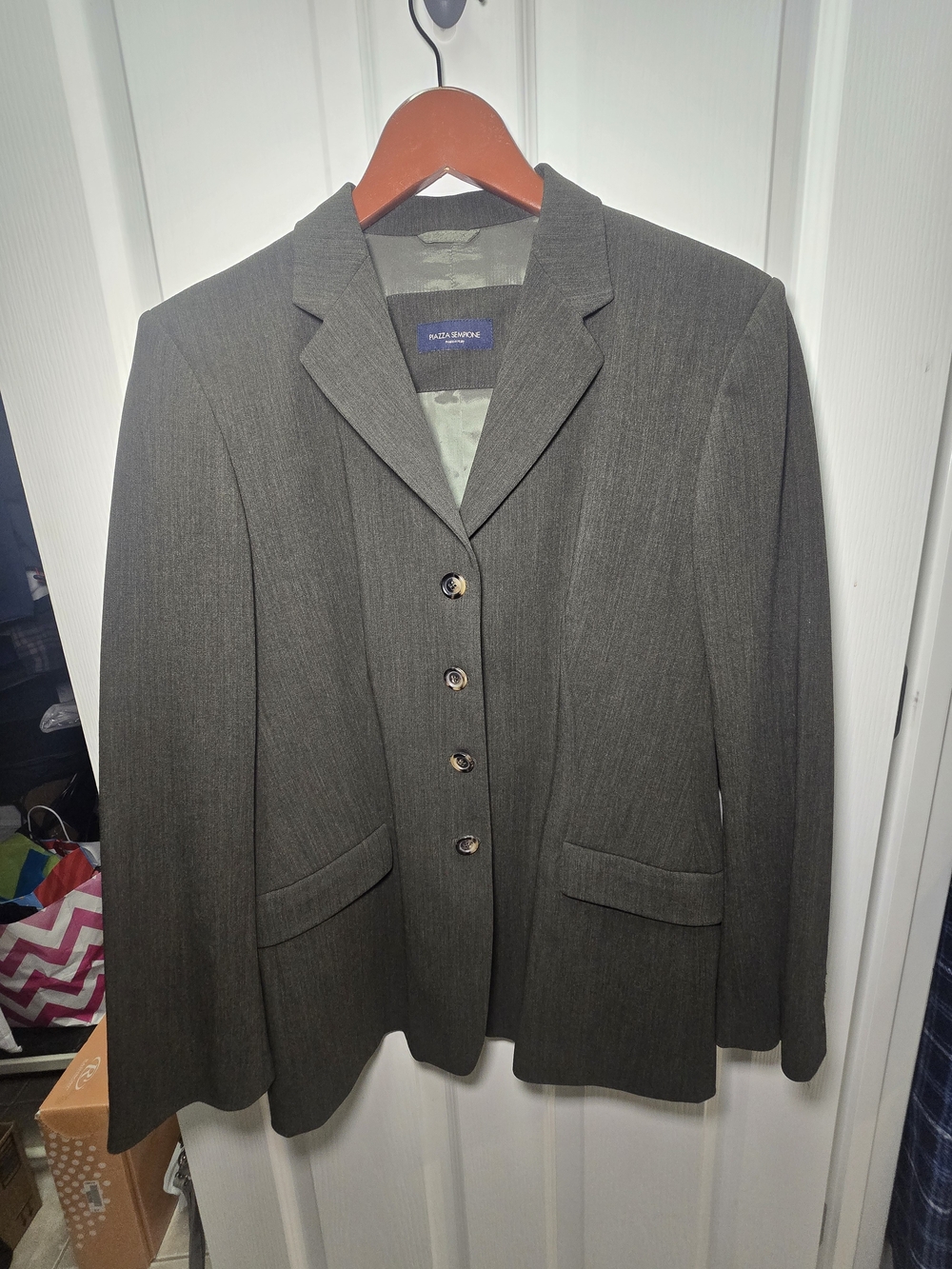 Piazza Sempione Charcoal Green Tailored Blazer Made In ITALY